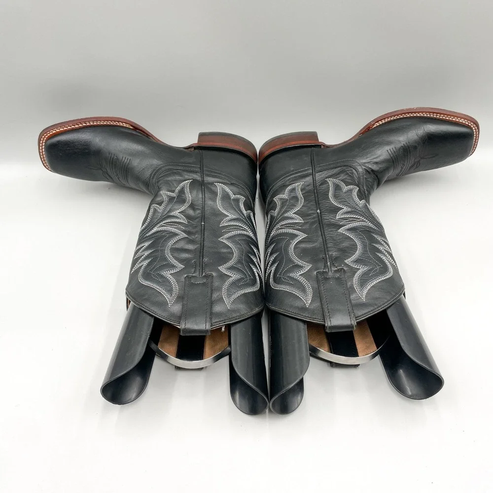 Shyanne Womens 8.5B Black Leather Square Toe Western Cowboy Ranch Rodeo Country